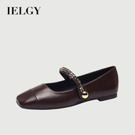 IELGY 2026 Red Single-Buckle Women's Shoes French Mary Jane Flats