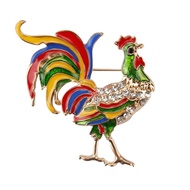 Crystal Rhinestones Chicken Rooster Enameled Brooch Pins for Women Animal costume accessories holiday party gifts