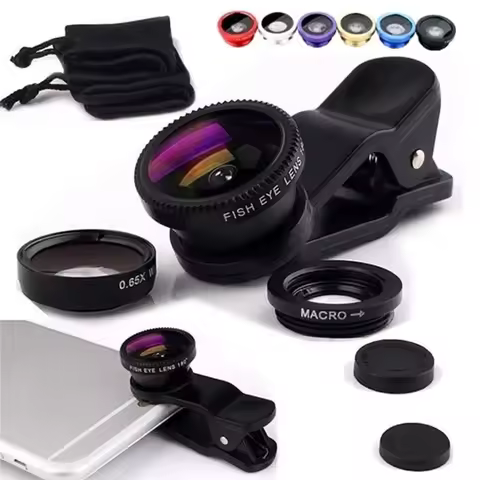 3 In 1 Fisheye Wide Angle Micro Camera Lens For iPhone Samsung Xiaomi Google Zoom Fish Eye Len on Sm