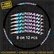 GIANT Holographic/Oil Slick (12 pcs) Wheel Rim Sticker Decal for Mountain Bike/Road Bike