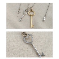 Tiffany/蒂芙尼 keys系列18k黃金色白金鑲鑽鑰匙項鍊 鏈長46.5cm