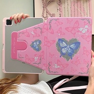 INS Creative Glitter Heart Pink Butterfly For IPad10.2 Shell Ipad10th Gen9 Cover Mini6 Case Air1/2 Pro10.5 Cover Air4/5 10.9 Anti-fall Case iPadPro11 M2 ipad12.9 Anti-bending Cover