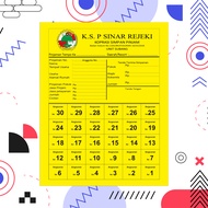 Promise koperasi Isi 100 Lembar / Kartu Angsuran koperasi / Cetak Kartu Angsuran Kredit / Buku Promi