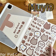 INS Creative Cartoon Cute Cat Bread Biscuits For IPad10.2 Shell Ipad10th 10.9 Cover Mini6 Case Ipad Air1 Cover Air5 Anti-fall Case Pro11/ipad12.9 Anti-bending Cover Ipad Gen9 Shell