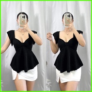 ⊕ ⇨ XIN | BARBARA SEXY RIBBON RUFFLES TOPS