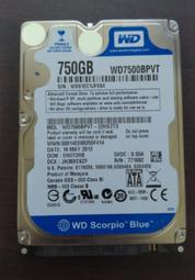 WD 2.5" 750G WD7500BPVT 良品.