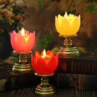 2pcs Deepavali Lotus Light LED Electronic Candle for Buddha Battery Powered Lotus Candle Light