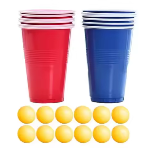 Blue Red 6 Combinations 12pcs Plastic Disposable Cup 12 Ball Beer Cup Pong Game Set Board Games Part