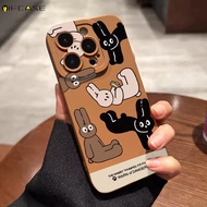 For Vivo Y72 Y72t Y71t Y70t Y70s Y55 2022 4G Y55t Y54s Y53s 5G Phone Case Funny Rabbit Bunny Creative Cute Cartoon Matte Frosted Brown Black Soft Silicone Casing Cases Case Cover