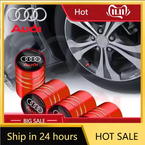 2025 Hot 4Pcs Car Tire Valve Caps Metal Styling Tyre Air Stems Cover For Audi Quattro Sline A3 A4 A6