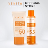 [เซตคู่โทนเนอร์+ครีมกันแดด] Venita Anti-Acne Pore Tightening Essence Toner 150 ml+Venita Anti-acne C