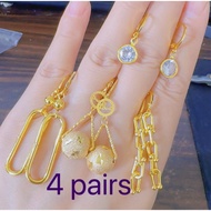 14k 4 pairs Bangkok gold earrings