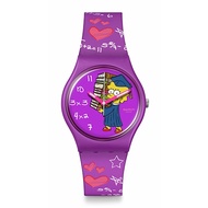 Swatch Class Act Purple 34mm Silicone Strap Watch