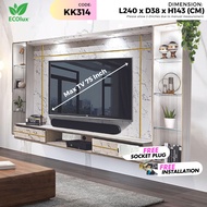 FREE SHIPPING Ecolux TV Cabinet 8ft x 5ft | Marble White & Oak Wood