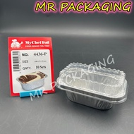 4436-P Aluminium Foil Tray with Clear Lid [ 10sets ± ] Rectangle / Rectangular My Chef Foil Tray 443
