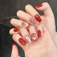 Yihe Wearable Nails [Bantang Polka Dots] Red High-End Polka Dots Whitening Simple Short New Year Man
