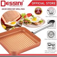 DESSINI ITALY Zero Fat 24CM Grill Steak Frying Pan Die Cast Aluminium Non Stick Copper Pot Bowl Wok 