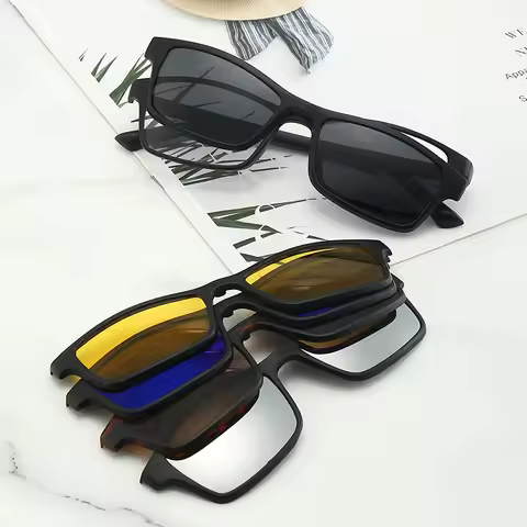 Small Square Frame 2250A Magnetic Mirrored Sunglasses Clip Optical Glasses 2 IN 1 Polarized Multipur