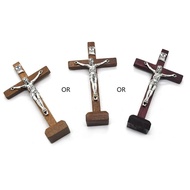 yu 1Pc  Catholic Crosses with Base Table Religious Christian Standing Crosses