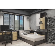臥室系統家具 床底座+床頭箱+邊櫃+壁櫃-工業 SB012