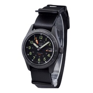 Seiko 5 Sports GMT Field Series Leather Strap Black Dial Automatic SSK025K1 100M Mens Watch