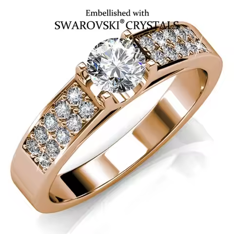 Daisini Gorgeous Women's Wedding Rings with Swarovski Crystals Classic Eternity Engagement Rings Dro