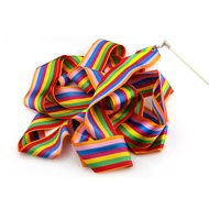 4m Dance Twirling Ribbon Colorful Ballet Ribbon Rod Gymnastic Stick Streamer Twirling Baton Rod Wand