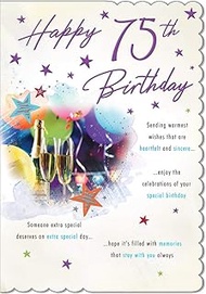 Piccadilly Greetings 75th Birthday Card - 9" x 6"