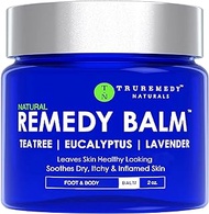 TruRemedy Remedy Tea Tree Oil Balm - Cream for Nail Issues, Rash, Skin Irritation - Ointment for Dry, Itchy Skin - Foot&amp;Body Balm, Lavender&amp;Eucalyptus, 2oz