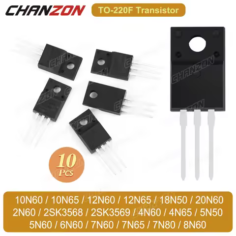 10Pcs TO-220F N Channel 20N60 6N60 7N65 4N60 10N60 2N60 8N60 12N60 18N50 7N60 5N60 4N65 12N65 10N65 