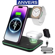 Anvers 3 in 1 Wireless charger Stand 15W Fast Charging Dock for iPhone/iWatch/Airpods/Apple Series