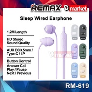 Remax RM-619 Wired Earphone Call Music Wired Headphone Sleep Earphone 1.2M Length Remax RM619 Remax 