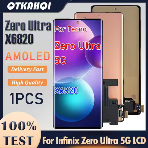 6.8" AMOLED LCD For Infinix Zero Ultra 5G LCD X6820 Display Touch Screen Digitizer Assembly Replacem