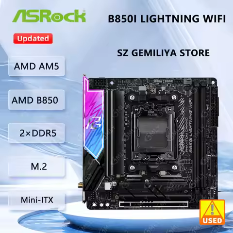 ASRock AMD B850i Lightning WiFi 6E Mini ITX Motherboard Socket AM5 DDR5 128GB M.2 support Ryzen 8900