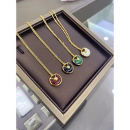 Chanel Classic Amulet Necklace Female Card Necklace White Fritillary Black Onyx Turquoise Carnelian 