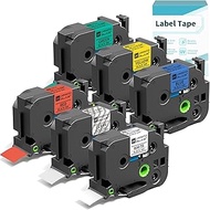 6-Pack Tz 24mm 0.94" Laminated Label Tape Compatible for Brother Tze-151 Tze-251 Tze-451 Tze-551 Tze