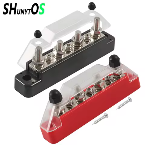 Positive Negative Battery Bus Bar Power 12V Distribution Block 4 X M6 Car Terminal Block Studs 3 X M