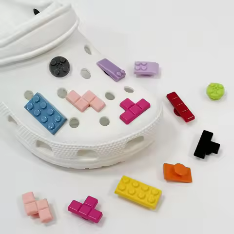 Creative 3D Building Blocks Hole Shoe Charms Decorations Fun Puzzle Set Shoes Buckle DIY 3D Hole Sho