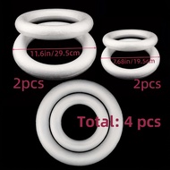 4pcs White Eps Rings In A Set Are Main Materials For Making Christmas Wreaths, Made Of Polystyrene. 