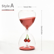 Red Cherry Glass Sand Timer Home Decorative Candy Style 15 Minute round Shape Japanese Style Moving