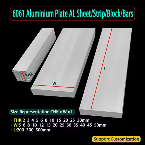 6061 Aluminium Flat Bar Plate Strip Block CNC Metal Thickness 2mm 3mm 4mm 5mm 6mm 8mm 10mm 15mm 20mm