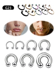1 ชิ้น เข็มขัด Internally Threaded สีเงินดำ Circular Barbells แหวนจมูกรูปเกือกม้า สแตนเลส Cone ขนาดใ