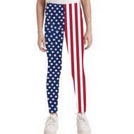 USA Flag Leggings for Girls American Apparel Kids Stripes Stars Print 4th of July Pants 4-14 Years
