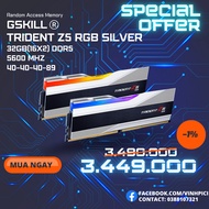 G.skill TRIDENT Z5 RGB SILVER 32GB 5600MHz DDR5 Ram (16GBx2) F5-5600J4040C16GX2-TZ5R [NEW]