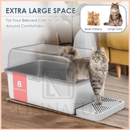 ۞ ◨ ❂ （Shipping from Manila）Cat litter box Stainless steel cat litter box 20L easy to clean