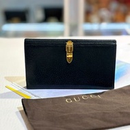90%NEW二手GUCCI 長銀包 Vintage 黑色牛皮皮帶扣  #香榭站正品