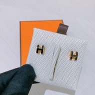 HERMES MINI POP H EARRINGS 耳環 愛馬仕 黑金色