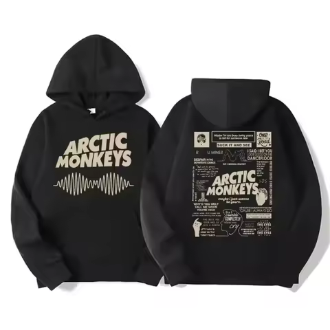 Men's Retro Rock Arctic Monkeys Hoodie - Music Album Pattern Print Hip Hop Style Oversized Vintage H