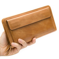 Business Men's Wallet Long Head Layer Cowhide Clutch Double Zipper Wallet Coin Coin Purse Men's 9069