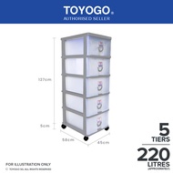 804-5 Plastic Storage Cabinet / Drawer With Wheels (5 Tier)